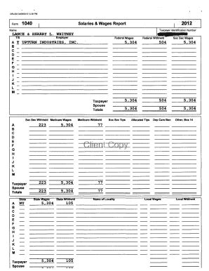 Fillable Online Salaries Wages Report Fax Email Print Pdffiller