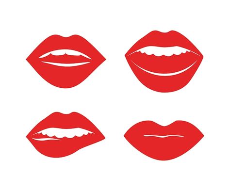 Premium Vector Set Of Women S Lips With Red Lipstick