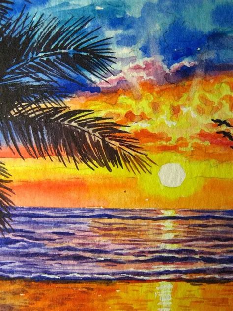 Watercolor Sunset Painting | Art Of Paint By Numbers