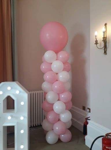 Pretty Pink And White Balloon Column Pinkparty Pinkballoons