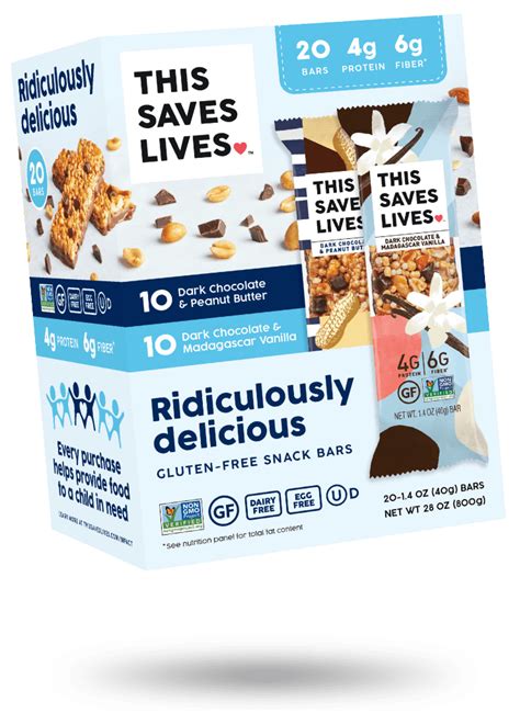 This Saves Lives Variety Pack Gluten Free Snack Bars 20 Count 10 Dark