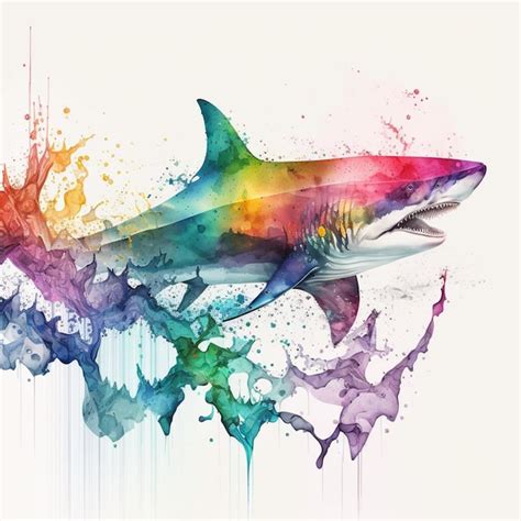 Premium Photo A Colorful Shark Is Depicted In A Watercolor Painting
