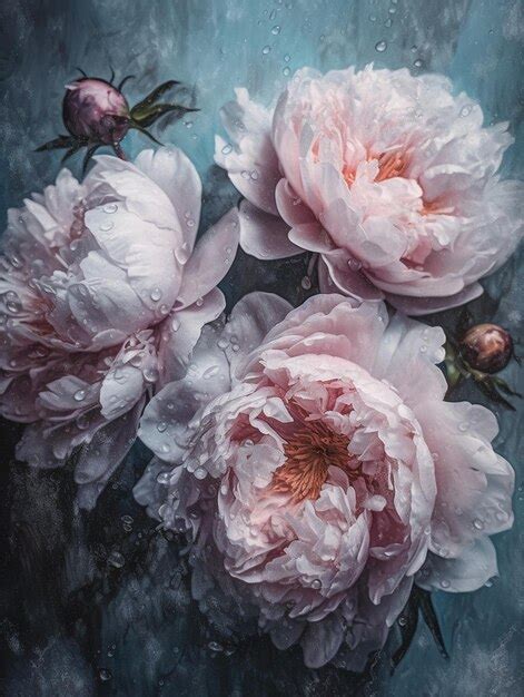 Premium Photo | A painting of peonies with the word peonies on it