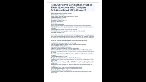 Testout Pc Pro Certification Practice Exam Questions With Complete