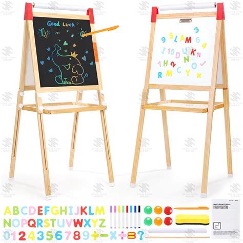 Art Easel For Kids Lcd Easels Wmagnetic Whiteboard And Paper Roll Dry