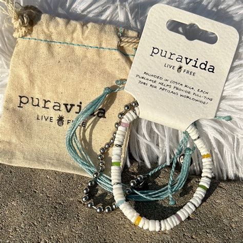 Pura Vida Monthly Bracelet Club Pack Sea Blue Silver And White Set