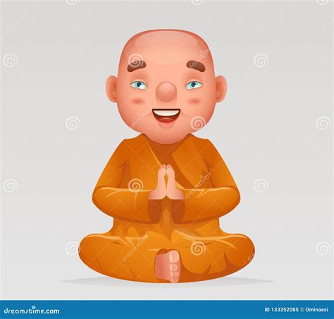 Meditation Cute Buddhist Sitting Monk Traditional Asian Buddhism