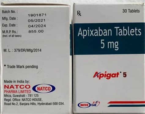 Apixaban 5 Mg Tablet At Rs 450box Government Of India Nagpur Id