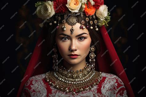 Premium Ai Image Portrait Of A Kazakh Bride