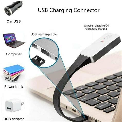 PLGEBR Luz LED Recargable Por USB Flexible Con Clip Para Lectura Y