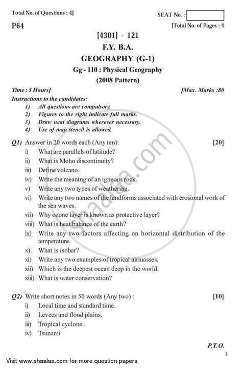 Geography General Paper Physical Geography Ba Geography