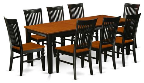 East West Furniture Quincy 9 Piece Wood Dinette Set In Black Cherry