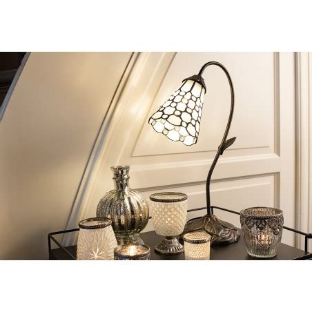 5LL 6248 Lampe De Table Tiffany 48 Cm Marron Blanc Verre Lampe De