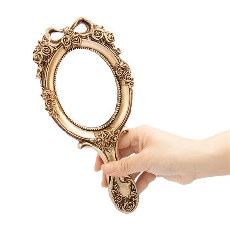 Rich Boxer Vintage Handheld Mirror Embossed Flower Hand Held Mirror