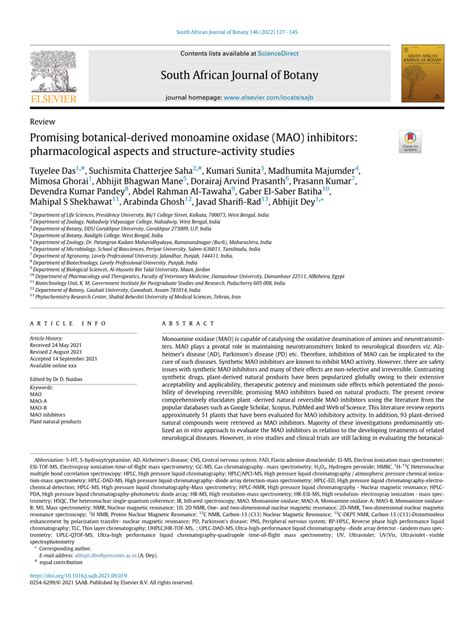 Pdf Promising Botanical Derived Monoamine Oxidase Mao Inhibitors