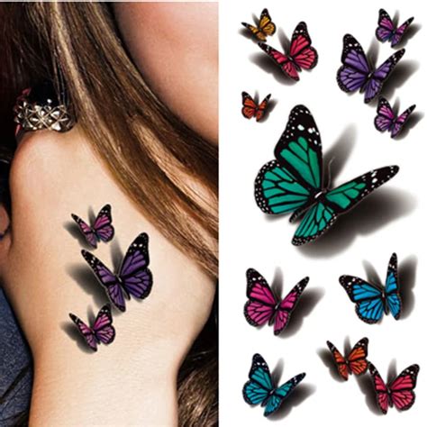 D Motyl Tatua Naklejki Tymczasowe Tattoo Body Art Naklejka Motyl