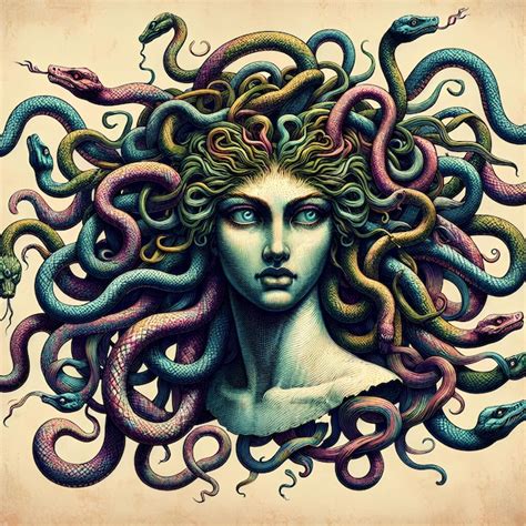 Cabello de serpiente medusa ilustración mitología griega serpiente