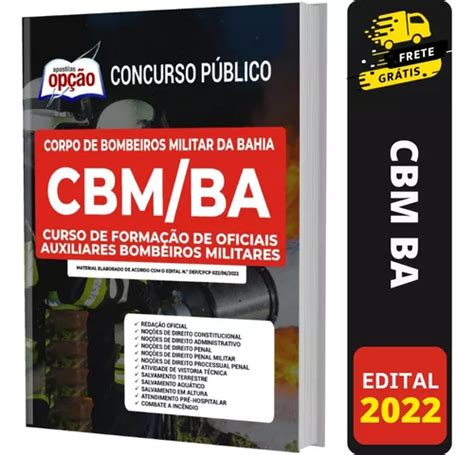 Apostila Cbm Ba 2022 Oficiais Auxiliares Bombeiros Militares Frete grátis