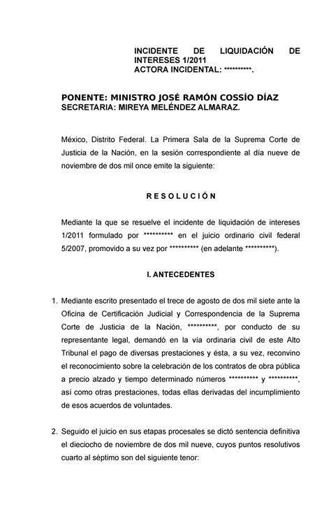 Material Con Fines Academicos Incidente De Liquidaci N