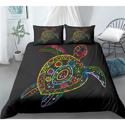 Housse de Couette 220x240 Tortue de Mer Microfibre 3D Imprimée Tortue