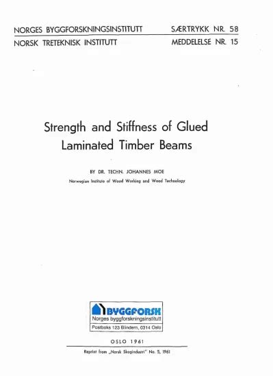 Strength And Stiffness Of Glued Laminated Timber Beams