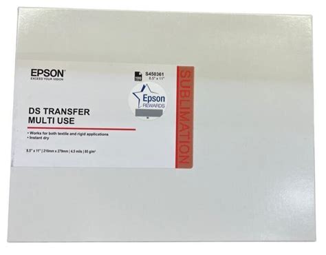 EPSON DS Transfer Multi Use Sublimation Paper 8 5x11 100 Sheets Pack EBay