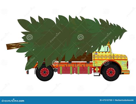 LKW Mit Weihnachtsbaum Vektor Abbildung Illustration Von Auto 47510700