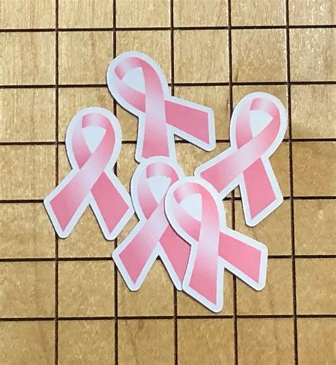 10 MINI Pink Ribbon Stickers Breast Cancer Awareness Decal Sticker