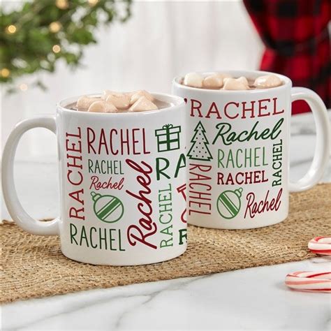 Holiday Repeating Name Personalized Coffee Mug