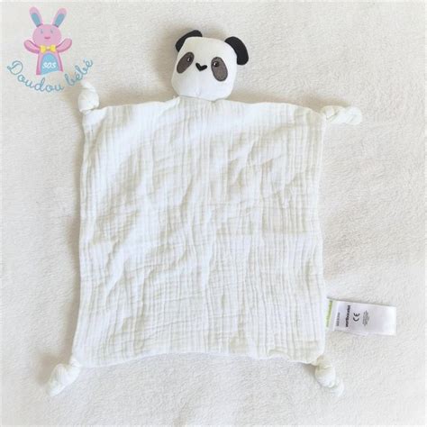 Doudou Plat Panda Lange Blanc Et Noir VERTBAUDET