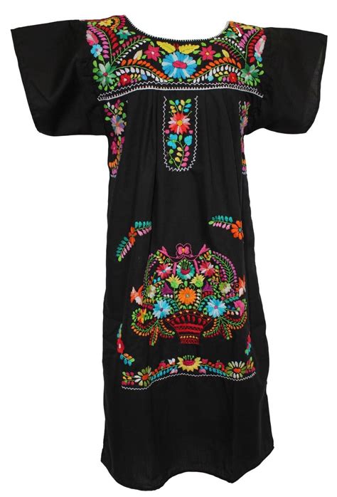 This Is A Traditional Mexican Dress With Beautiful Hand Embroidered