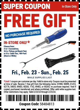 Free Gift No Purchase Required Harbor Freight Coupons