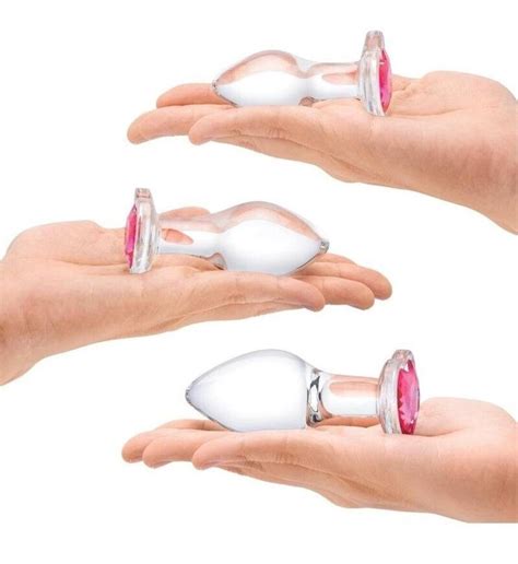 Anal Plug Training Set Heart Jewel Glass Butt Plug Anal Sex Temperature Play Sex Toys For