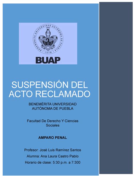 Suspension Del Acto Reclamado Suspensi N Del Acto Reclamado