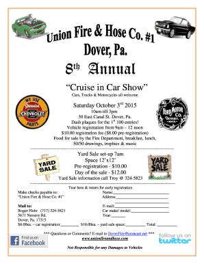 Fillable Online 8th Annual 2015 Union Fire Hose Co 1 Dover PA