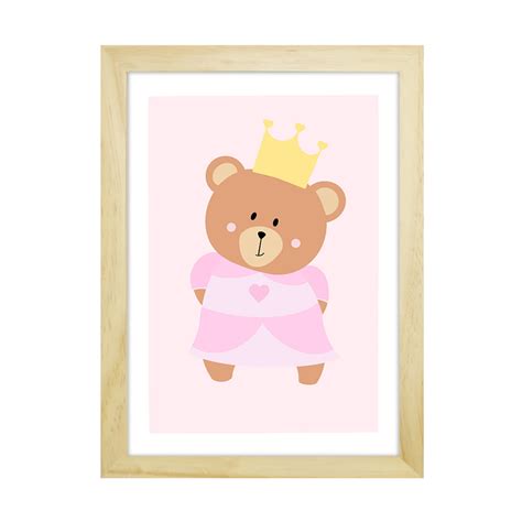 Trio Quadro Ursa Ursinha Princesa Rosa Menina Beb Infantil