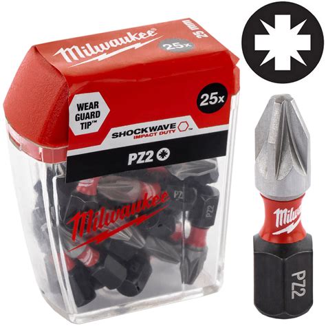 Bity Udarowe Milwaukee Shockwave Pozidriv PZ2 25mm 25 Szt Sklep