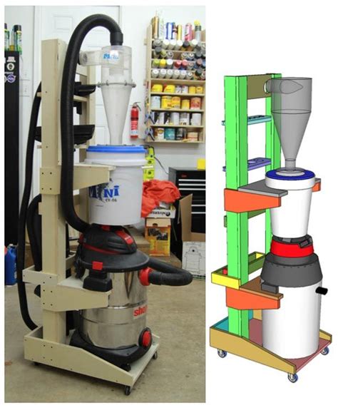 60 003 Shop Vac And Cyclone Cart Workshop Woodworking Plan Dust Collection Pinterest