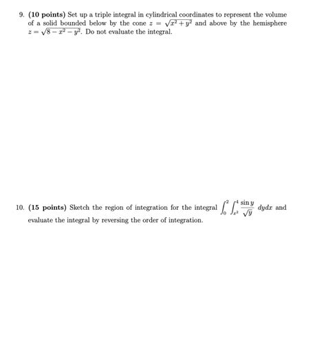 Solved Points Set Up A Triple Integral In Chegg