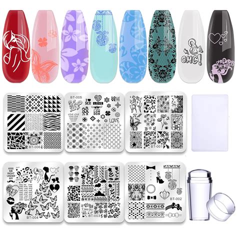 Amazon Biutee Nail Stamping Plates Set Pcs Square Pcs Nail