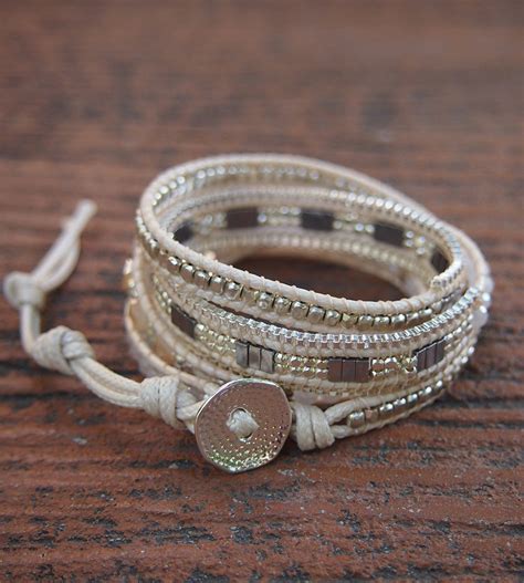 5 Times Wrap Bracelet White Crystal Beaded Mix Boho Etsy Uk