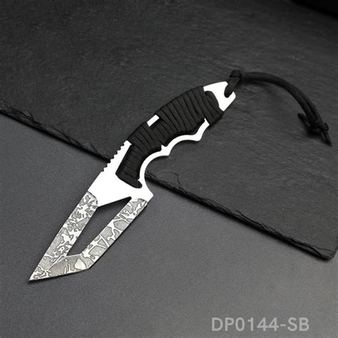 Full Tang Tanto Fixed Blade Knife with Sheath and Cord-Wrapped Handles ...