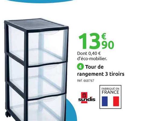 Promo Tour De Rangement 3 Tiroirs Sundis Chez Mr Bricolage ICatalogue Fr