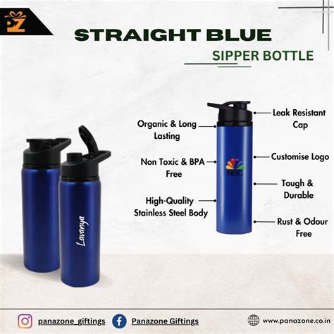 Stainless Steel Straight Blue Sipper Bottle Capacity 800 ML At Rs 200