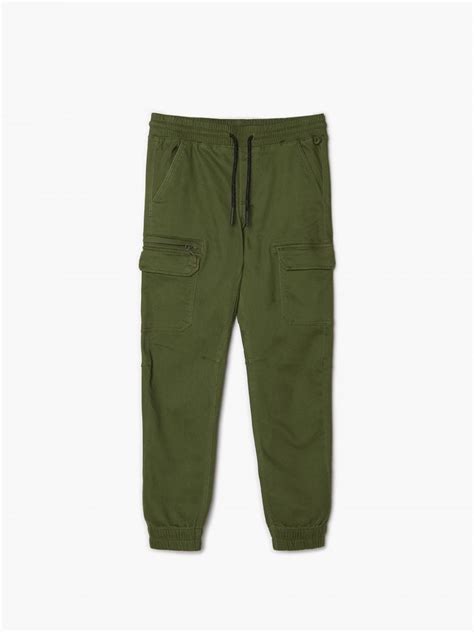 Zielone Joggery Z Kieszeniami Cargo Cropp R X