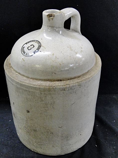 Sold Price Macomb Stoneware Co Three Gallon Corn Liquer Jug July 1