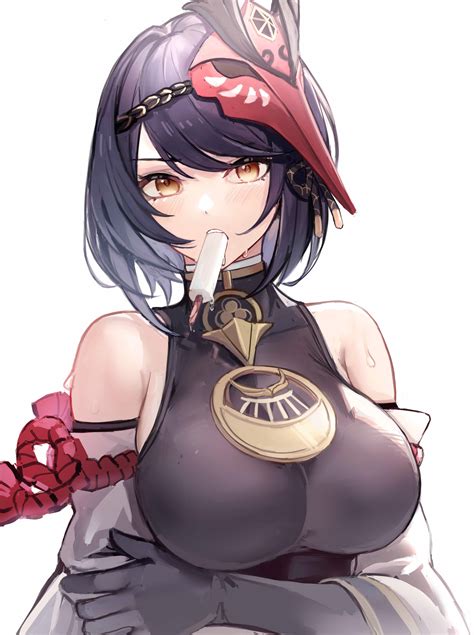 Big Boobs Video Game Characters Dark Hair Genshin Impact Kujou Sara