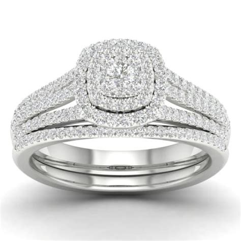 Diamond2deal 10k White Gold 15ctw Diamond Ladies Round Halo Engagement