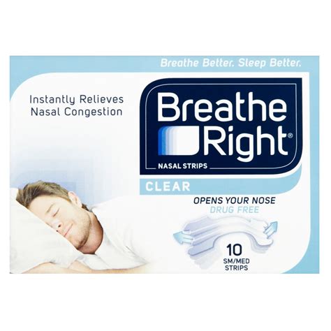 Breathe Right Congestion Relief Nasal Strips Clear Small/Medium - 10 ...