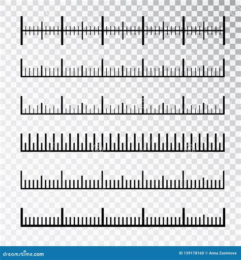 Vector Set Of Metric Rulers In Flat Style Measuring Scales Mackup For